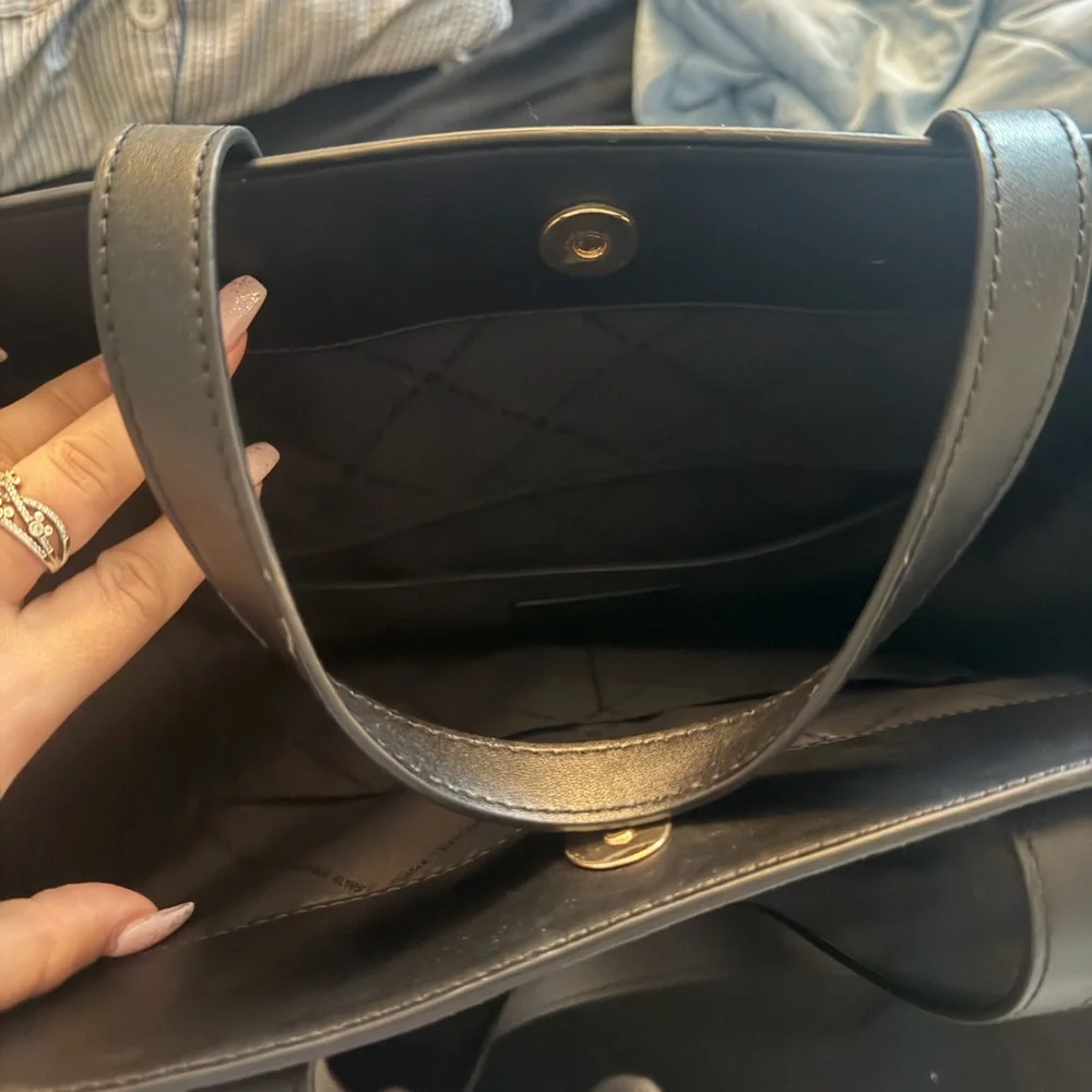 Michael Kors Black MK Logo Laptop Tote with Gold Hardware